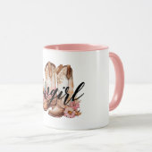 女性のカーボーイブラウンウエスタンカウボーイブーツ マグカップ (正面右)