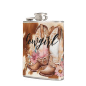 女性のカーボーイブラウンコーウィドウェスタンカウボーイブーツ フラスク (左)