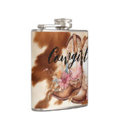 女性のカーボーイブラウンコーウィドウェスタンカウボーイブーツ フラスク (右)