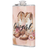 女性のカーボーイブラウンコーウィドウェスタンカウボーイブーツ フラスク (左)