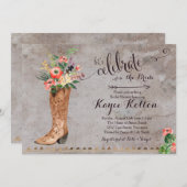 女性のカーボーイブラ素朴イダルシャワー招待 招待状 (正面/裏面)