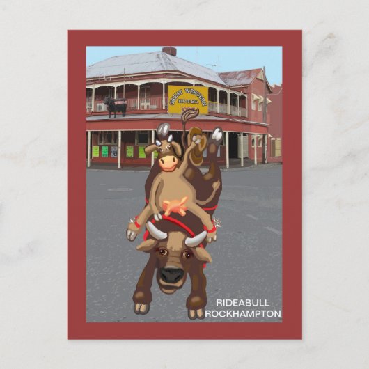 女性のカーボーイブルライダー ポストカード (正面)