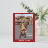 女性のカーボーイブルライダー ポストカード (スタンド正面)