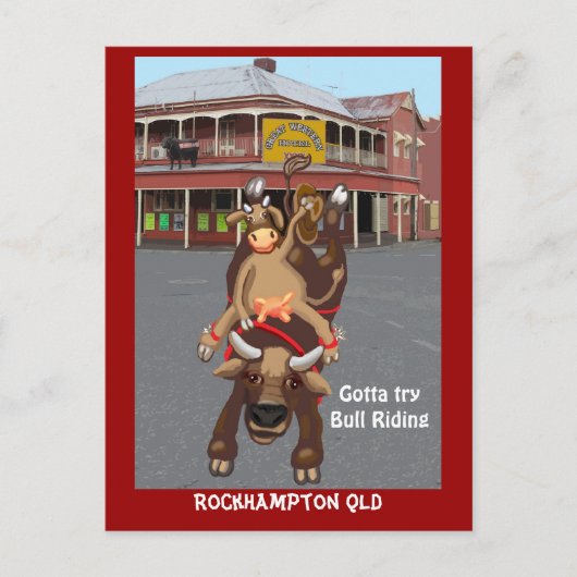 女性のカーボーイブルライダー ポストカード (正面)