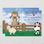 女性のカーボーイブロンドファーム招待状 招待状 (正面/裏面)