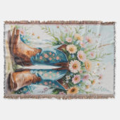 女性のカーボーイブーケブランケット | ウエスタンホームデコール スローブランケット (正面)