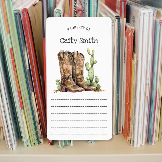 女性のカーボーイブーツかかとのサボテン特性 ラベル