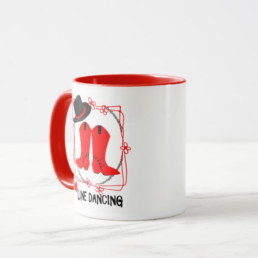 女性のカーボーイブーツかわいいライン踊りテーマグラフィック マグカップ (正面左)
