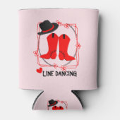 女性のカーボーイブーツかわいいライン踊りテーマグラフィック 缶クーラー (正面)