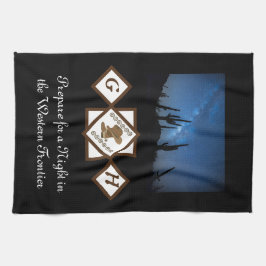 女性のカーボーイブーツとカウボーイハットモノグラムフォト キッチンタオル