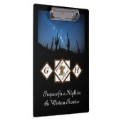 女性のカーボーイブーツとカウボーイハットモノグラムフォト クリップボード (右)