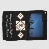 女性のカーボーイブーツとカウボーイハットモノグラムフォト ゴルフタオル (横)