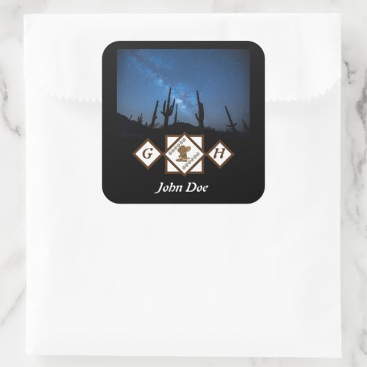 女性のカーボーイブーツとカウボーイハットモノグラムフォト スクエアシール (バッグ)