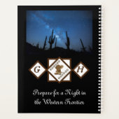 女性のカーボーイブーツとカウボーイハットモノグラムフォト プランナー手帳 (裏面)