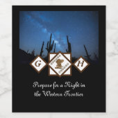 女性のカーボーイブーツとカウボーイハットモノグラムフォト ワインラベル (シングルラベル)