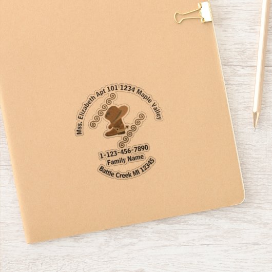 女性のカーボーイブーツとハットファミリ連絡情報コンター シール (ノートブック)