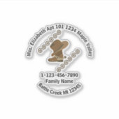 女性のカーボーイブーツとハットファミリ連絡情報コンター シール (正面)