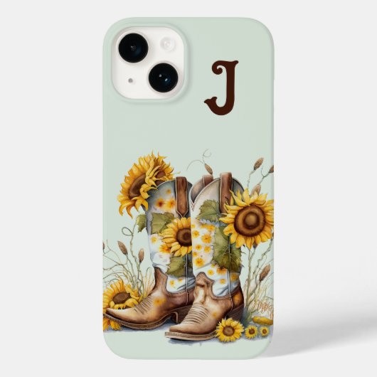 女性のカーボーイブーツとヒマワリモノグラムの Case-Mate iPhoneケース (裏面)