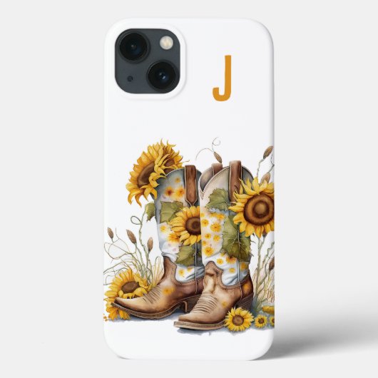 女性のカーボーイブーツとヒマワリモノグラムの Case-Mate iPhoneケース (裏面)