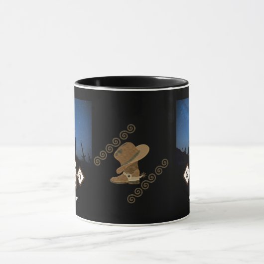 女性のカーボーイブーツと帽子の自撮り写真名 マグカップ (中央)