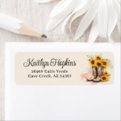 女性のカーボーイブーツひまわり差出人住所ラベル ラベル (インサイチュ)