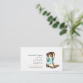 女性のカーボーイブーツウォーター絵画カラー 名刺 (スタンド正面)