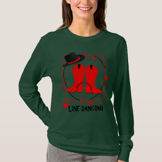 女性のカーボーイブーツカイトライン踊りテーマ図 Tシャツ (正面)