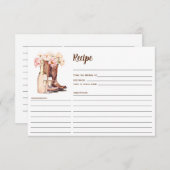女性のカーボーイブーツカントリーピオニーブライダルシャワーレシピ エンクロージャーカード (正面/裏面)