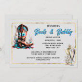 女性のカーボーイブーツガラスバブリーフローラ金ゴールドフレームシック 招待状 (正面/裏面)