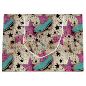 女性のカーボーイブーツスタースタッズレトロパターン ラージペーパーバッグ (正面)