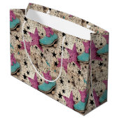 女性のカーボーイブーツスタースタッズレトロパターン ラージペーパーバッグ (裏面アングル)