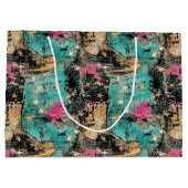 女性のカーボーイブーツスターズアートレトロパターン ラージペーパーバッグ (裏面)