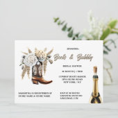 女性のカーボーイブーツバブリーフローラウェスタンブライダルシャワー 招待状 (スタンド正面)