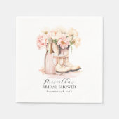 女性のカーボーイブーツバブリー牡丹ブライダルシャワー スタンダードカクテルナプキン (正面)