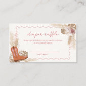 女性のカーボーイブーツパンパスオムツラッフルベビーシャワー エンクロージャーカード (正面)