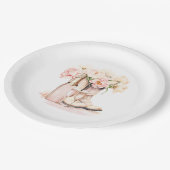 女性のカーボーイブーツピオニー赤面ピンクブライダルシャワー ペーパープレート (アングル)