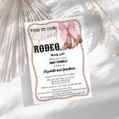 女性のカーボーイブーツピンクボウロデオセカンドベビーの散水 招待状