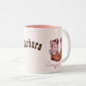 女性のカーボーイブーツピンク&ブラウン ツートーンマグカップ (正面右)