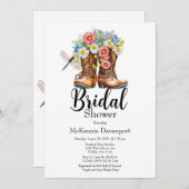 女性のカーボーイブーツフローラトンフライブライダルシャワー 招待状 (正面/裏面)