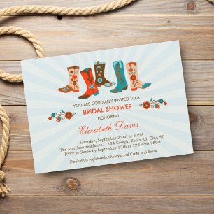 女性のカーボーイブーツブライダルシャワー招待 招待状