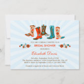 女性のカーボーイブーツブライダルシャワー招待 招待状 (正面)