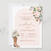 女性のカーボーイブーツブライダルシャワー 招待状 (正面)