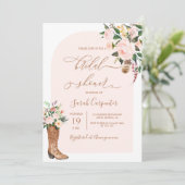 女性のカーボーイブーツブライダルシャワー 招待状 (スタンド正面)