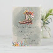 女性のカーボーイブーツブルーボンネットデイジーブライダルシャワー 招待状 (スタンド正面)