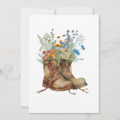 女性のカーボーイブーツワイルドフラワーズブライダルシャワー 招待状 (裏面)