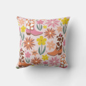 女性のカーボーイブーツ及びフローラチャーム クッション (裏面)