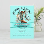 女性のカーボーイブーツ牡丹アクアティール（緑がかった色）フローラ泡質ガラス 招待状 (スタンド正面)