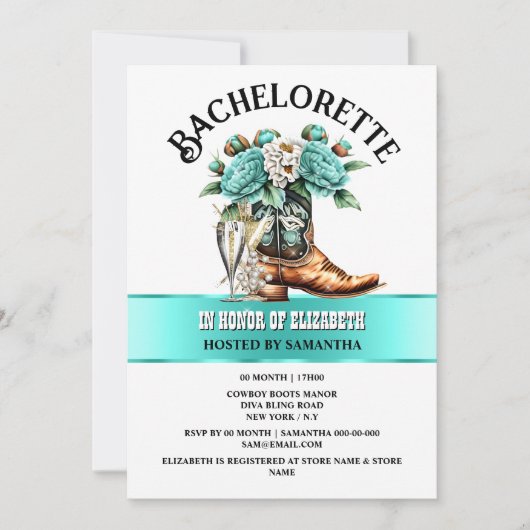 女性のカーボーイブーツ田舎の牡丹バブリーのグラムシック 招待状 (正面)