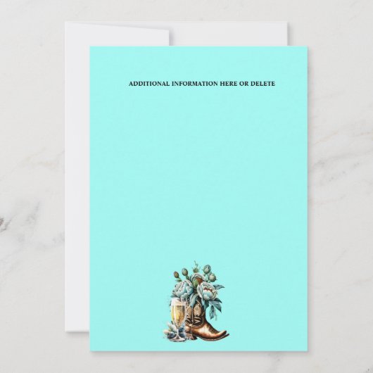 女性のカーボーイブーツ田舎の牡丹バブリーのグラムシック 招待状 (裏面)