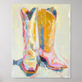 女性のカーボーイブーツ絵を描ズデコールウェスタンランチ ポスター (正面)